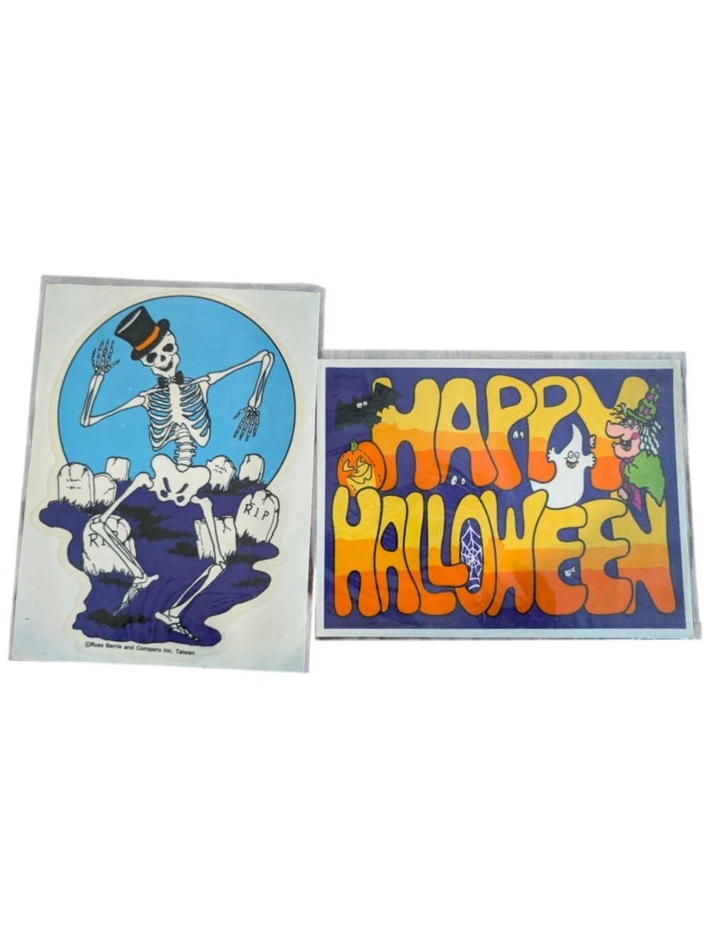 Halloween Skeleton & Happy Halloween Stickers - Russ Berrie